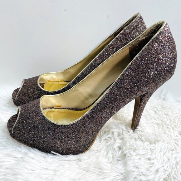 Steve Madden Kelle Rainbow Glitter Platform Heels Size 9 - Picture 3 of 9